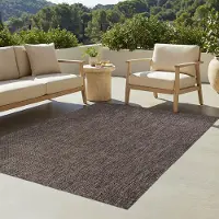 Tapiso Yucana Buitentapijt - Flatweave Vloerkleed Buiten & Binnen - Modern Gemêleerd Design - Donkerbruin Buitenkleed - Weerbestendig & UV-bestendig 160x230