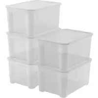 Curver KIS T-Box Opbergbox met deksel - 47L - set van 5 stuks - 55,5x39x28,5 cm - Transparant