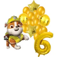 Amscan Paw Patrol Rubble ballonnen pakket - 64x81cm - 6 jaar - Folie Ballon set - Themafeest - Verjaardag - Ballonnen - Versiering - Helium ballon