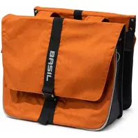 Basil Forte - Dubbele fietstas - 35L - Waterafstotend polyester- Aansnoerband en verstelbare sluiting - Reflectie details - Rusty orange