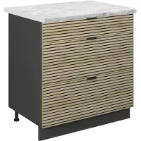 Vicco Fame-Line Keukenonderkast – 80 cm met 3 laden, WB Marmer Eiken paneel