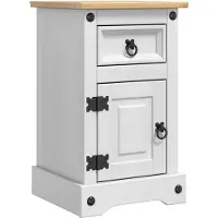 vidaXL Nachtkastje Corona Wit 35 x 32,5 x 58 cm Massief grenenhout