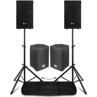 Power Dynamics PDY212A actieve speakerset met statieven en beschermhoezen - 12 inch - 1400W