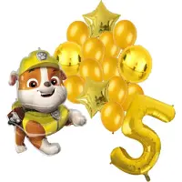 Amscan Paw Patrol Rubble ballonnen pakket - 64x81cm - 5 jaar - Folie Ballon set - Themafeest - Verjaardag - Ballonnen - Versiering - Helium ballon
