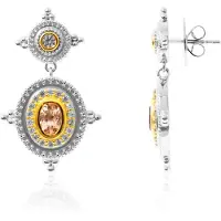 Cavill - Zilveren Oorbellen 925 Sterling met Braziliaanse Morganiet 2,075 ct en Cambodjaanse Zirkonia - Elegant Filigrain Design 35 mm