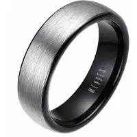 Mendes Wolfraam ring geborsteld zilver met Zwart 6mm-23mm