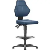 BIMOS Werkstoel Allrounder, zonder armleuningen, permanent contact, met glijders, kunstleer blauw