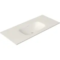 Saniclass Flow Meubelwastafel - 101x46x1.5cm - overloop - 1 wasbak midden - zonder kraangaten - solid surface wit mat