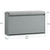 SoBuy FSR98-L-HG Schoenenkast met klep en zitkussen – Lichtgrijs – 80x45x26 cm – Compacte schoenbank voor hal, slaapkamer of woonkamer