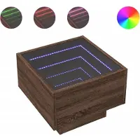 vidaXL Bijzettafel met LED 40x40x30 cm bewerkt hout bruin eikenkleur
