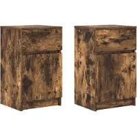 vidaXL Nachtkastjes 2 st 39x35x65 cm bewerkt hout gerookt eikenkleur