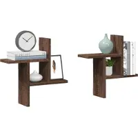 vidaXL Wandschappen 2 st 38x12x38 cm bewerkt hout bruin eikenkleurig