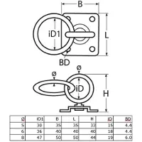 BREG RVS Dekoog met ring en vierkante grondplaat