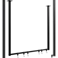 CLP Fenton Kledingstang - kledingstandaard - kledingroede - garderobestang - kleding stang - voor plafondmontage - met 6 haken - zwart