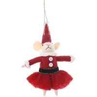 Meander Muis Miss Santa hangend vilt 11,5x8,5x15cm