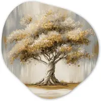 MuchoWow Organische wanddecoratie 60x60 cm - Organisch schilderij Boom - Bladeren - Abstract - Wit - Muurdecoratie woonkamer - Kamer decoratie - Schilderijen - Muurcirkel aesthetic