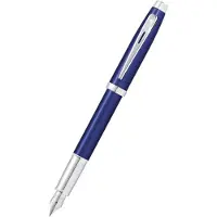 Sheaffer vulpen - 100 E9339 - F - Glossy blue lacquer chrome plated - SF-E0933943