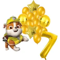 Amscan Paw Patrol Rubble ballonnen pakket - 64x81cm - 7 jaar - Folie Ballon set - Themafeest - Verjaardag - Ballonnen - Versiering - Helium ballon