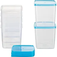 OEM Kunststof kubusvormige containers, lichtblauw, 11x11x11,7 cm, 1 liter inhoud, 6 stuks
