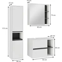 Vicco Viola Badkamermeubelset – 3 delen Wit/Grijs