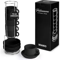 OEM 6 x 75 ml espressokopjes/espressokopjes set met standaard steengoed keramiek - Palmanova collectie (zwart)