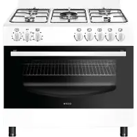 Wiggo WO-E906B(WW) - Vrijstaand - Gasfornuis - 90 cm - 110 Liter - 5 pitten - Energieklasse A - 5 jaar garantie - Wit