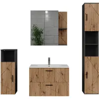 Vicco Badkamermeubelset Irma, Antraciet/Goudkleurig Eiken, 5 delen