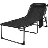 Famanu Oversize gewatteerde ligstoel 4-positie verstelbare 78 x 27 inch tuin lounge stoel voor zware mensen opvouwbaar kampbed met kussen, belasting 300 pond voor camping tuin terras zwembad binnen buiten