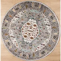 Muratap Picasso bellagio rond vintage vloerkleed multi / creme laagpolig- 160 cm