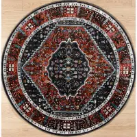 Muratap Picasso paloma rond vintage vloerkleed terra / oranje laagpolig- 160 cm rond