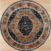 Muratap Picasso paloma rond vintage vloerkleed multi / geel laagpolig- 240 cm rond