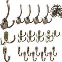 Vintage Kledinghaken, 25 stuks wandhaken, kledinghaken, antieke garderobehaken met 50 schroeven, voor garderobehaken, badkamer, keuken, kantoor (brons)