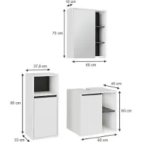 Vicco Viola Badkamermeubelset – 3 delen Wit/Grijs