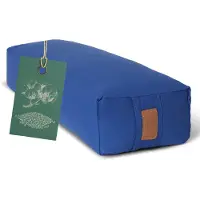 #DoYourYoga - Hoekig Yoga bolster - »Paravati« - Meditatiekussen met bio-organische boekweit schalen vulling - L67 cm & diam.13 cm - marineblauw