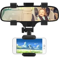 Universeel Telefoonhouder voor Auto Spiegel Achteraanzicht, 360 Graden Draaibare Mobiele Telefoonhouder voor Auto, Multifunctionele Smartphone Houder met Achteruitkijkspiegel