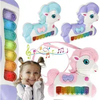Mega Creative DRAAGBARE piano voor kinder EENHOORN, muziekspeeltje, piano met riem, LICHT & GELUID 3+