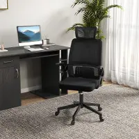 STILVORA Bureaustoel 58 X 61 X 102 Tot 119 Cm - Verstelbaar Met Hoofdsteun En Lendensteun - Draaibaar Met Kantelfunctie - Mesh - Zwart