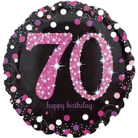 Anagram Folieballon HBD sparkling pink 70 (45cm) (zwart, pink, zilver)