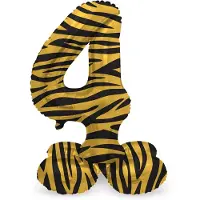 Folat - Staande folieballon Cijfer 4 Tiger Chic - 41 cm