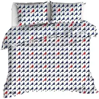 MOODIT Dekbedovertrek Odil Flipo Blue Cuckoo Red Katoen-200 x 200 / 220 cm | 2-Persoons