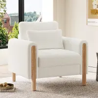 STILVORA Sessel - 87x83x88,5 cm - Loungesessel Met Halbfestes Kissen - Weich En Stijlvol Voor Woonkamer Of Slaapkamer - Massief Hout - Wit