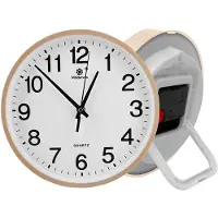 Sporgo 23 cm grote wandklok: staande of hangende wandklok, wandklok zonder tikkend geluid, kwartswandklokken, zeer nauwkeurige wandklok, moderne witte wandklok voor keuken, woonkamer, kantoor (goud)