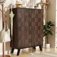 STILVORA Schoenenkast - 5 Vakken Met Verstelbare Planken - Gedempte Scharnieren - Voor Hal En Slaapkamer - Spaanplaat - 80x35,5x110 cm - Donkerhout