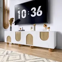 STILVORA TV-Meubel - Tv-Kast Met 4 Deuren En Opbergruimte - Minimalistisch Voor Woonkamer En Slaapkamer - MDF - 175x38x50 cm - Wit+Notenbruin