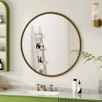 STILVORA Spiegel – Heldere Glasreflectie Met Breukbeschermende Film – 80x80 cm – Metaal Frame; Glas – Brons – Wandspiegel Voor Badkamer, Slaapkamer, Hal, Woonkamer