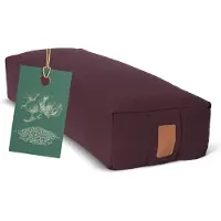 #DoYourYoga - Hoekig Yoga bolster - »Paravati« - Meditatiekussen met bio-organische boekweit schalen vulling - L67 cm & diam.13 cm - aardebruin