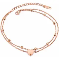 Cilla Jewels Dames Dubbele Enkelband met Hart Rose