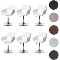 Mendler Set van 6 eetkamerstoelen HWC-A50 III, stoel voor de keuken, retro jaren '50, kunstleer, wit, chroomvoet