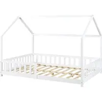 En.casa Kinderbed Hesel huisbed met uitvalbeveiliging 120x200 cm wit []