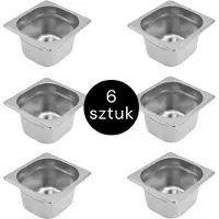 Mega -M Gastronorm - GN 1/6 Set van 6 stuks - 176x162x100 mm - Roestvrij Staal